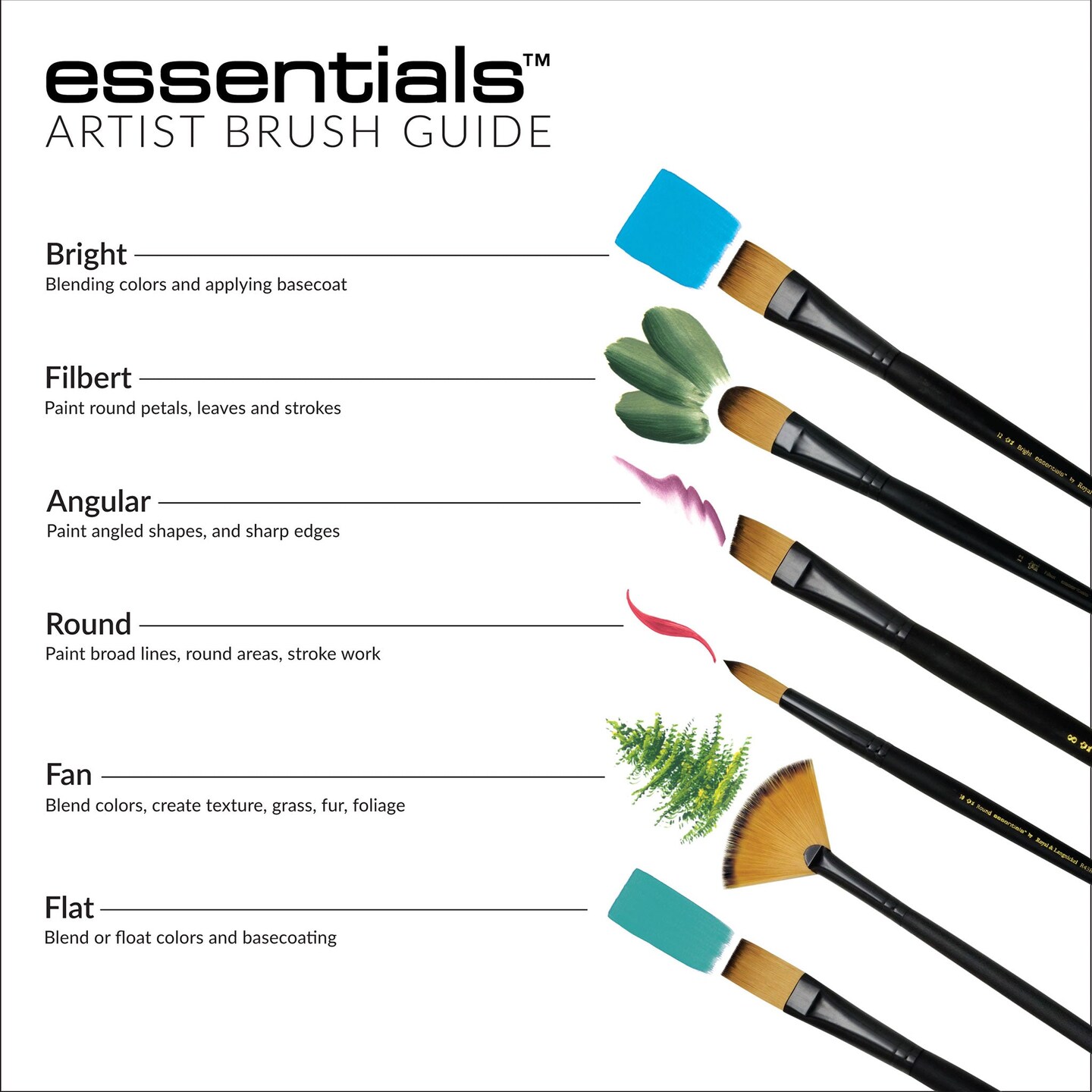 RSET-4307 | Essentials™ 5pc Gold Taklon Variety Brush Set 4307
