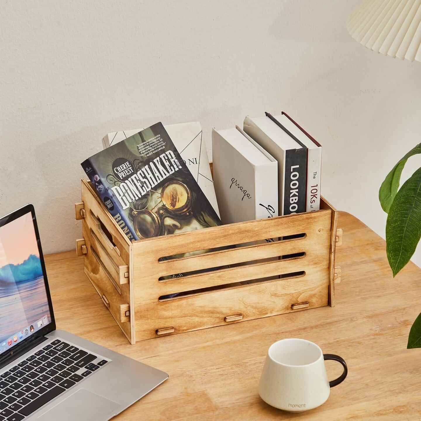 Wooden Decorative Crate set of 2 Removable Rustic Cube Record Holder for Home Decor Wood Storage Boxes Organizer Kitchen Fruit Vegetable Storage Bins