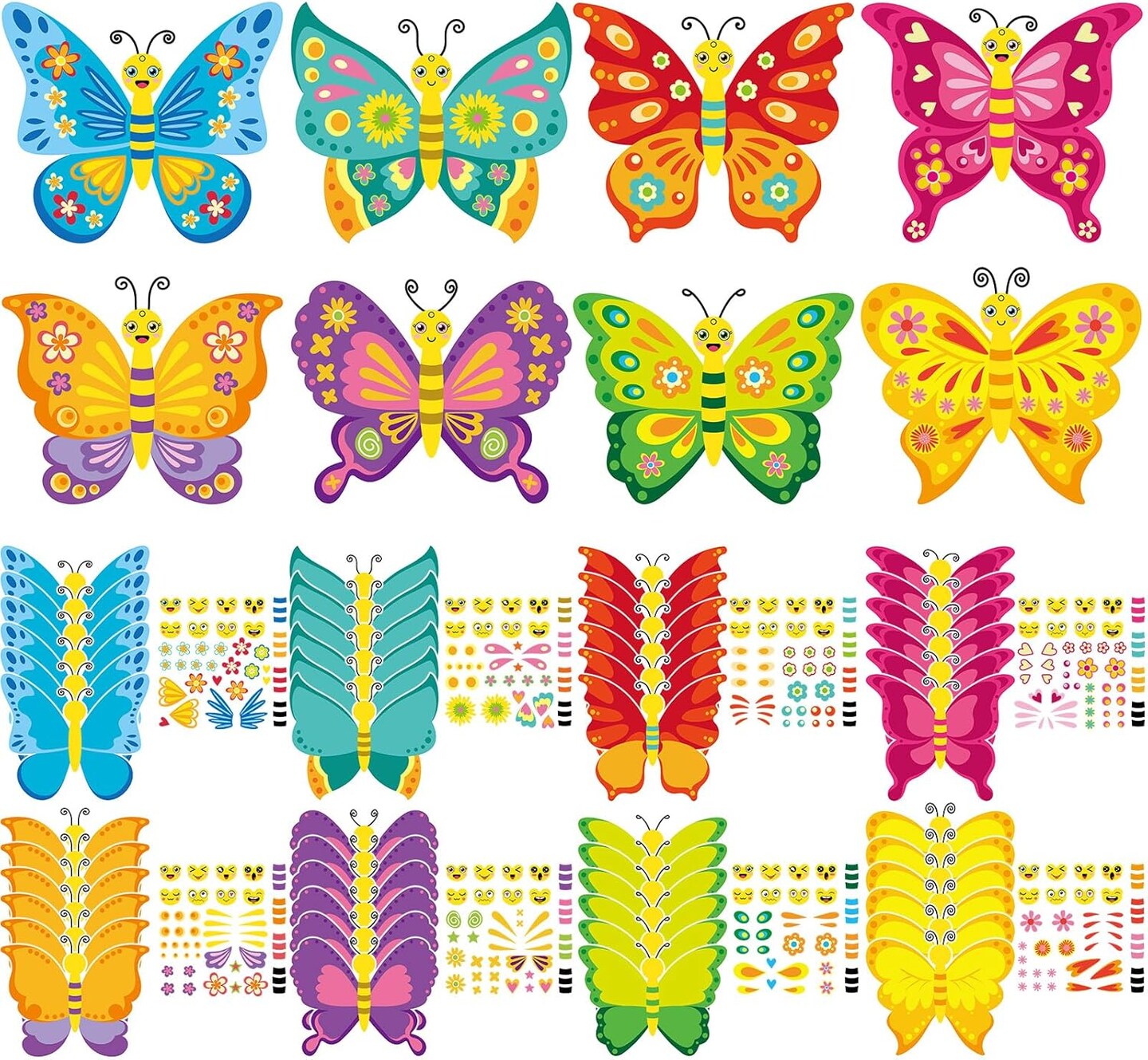 48 Pcs Spring Butterflies Craft Kits for Kids Spring DIY Art Craft Kits Make Your Own Butterfly Paper Craft Set DIY Butterflies Ornament Crafts for Kids Ages 3, 4, 5, 6, 8, 12