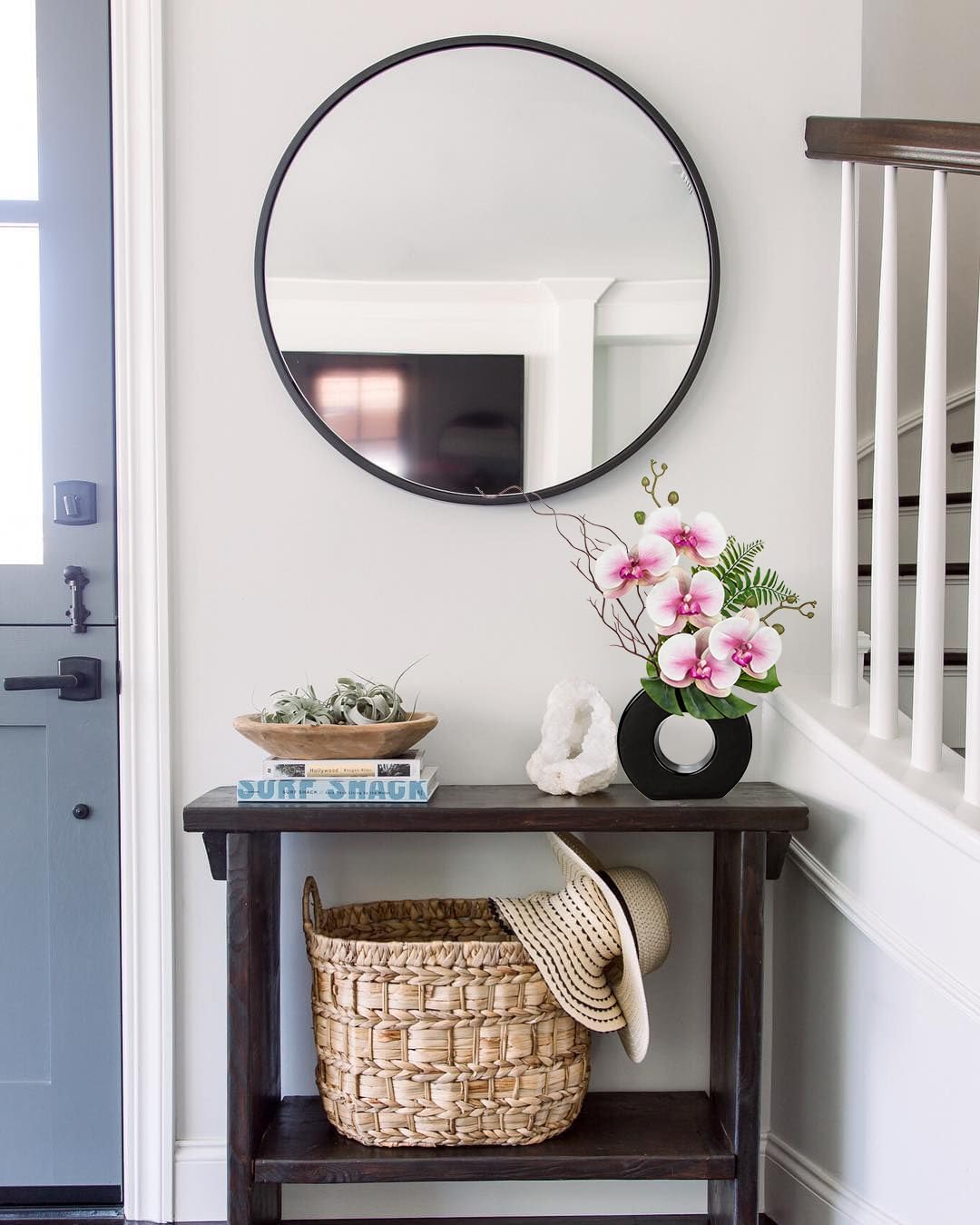 Pink Orchid Fake Flowers with Vase, 16.1'' Artificial Orchid Silk Flowers Faux Orchid Arrangement for Home Office Dining Room Table Centerpiece Modern Decoration