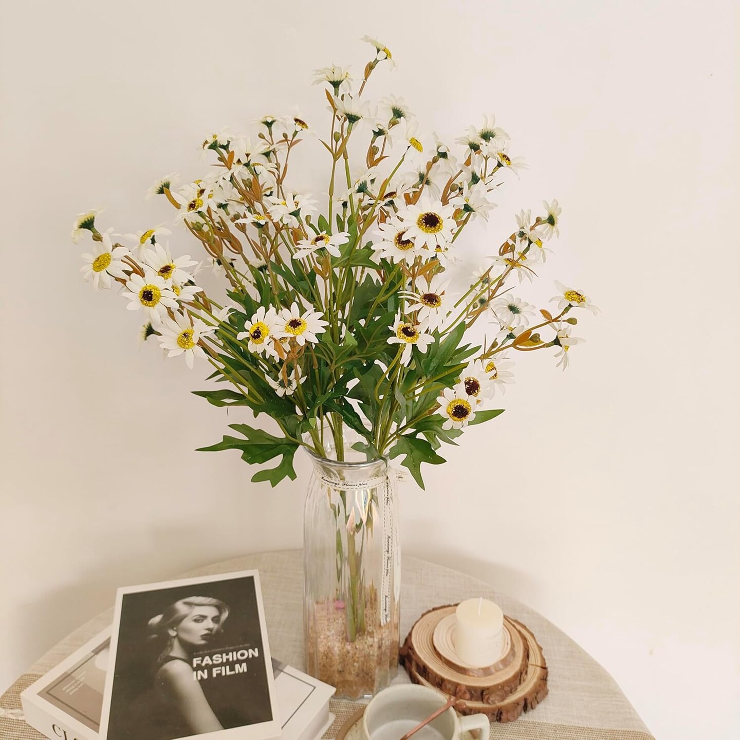 Summer White Daisy Artificial Flowers forTabletop Decor , Artificial White Daisies,6 Bouquets Fake Daisies Flowers,Faux Daisies for Home Table Centerpieces Arrangement Decoration (6, White)