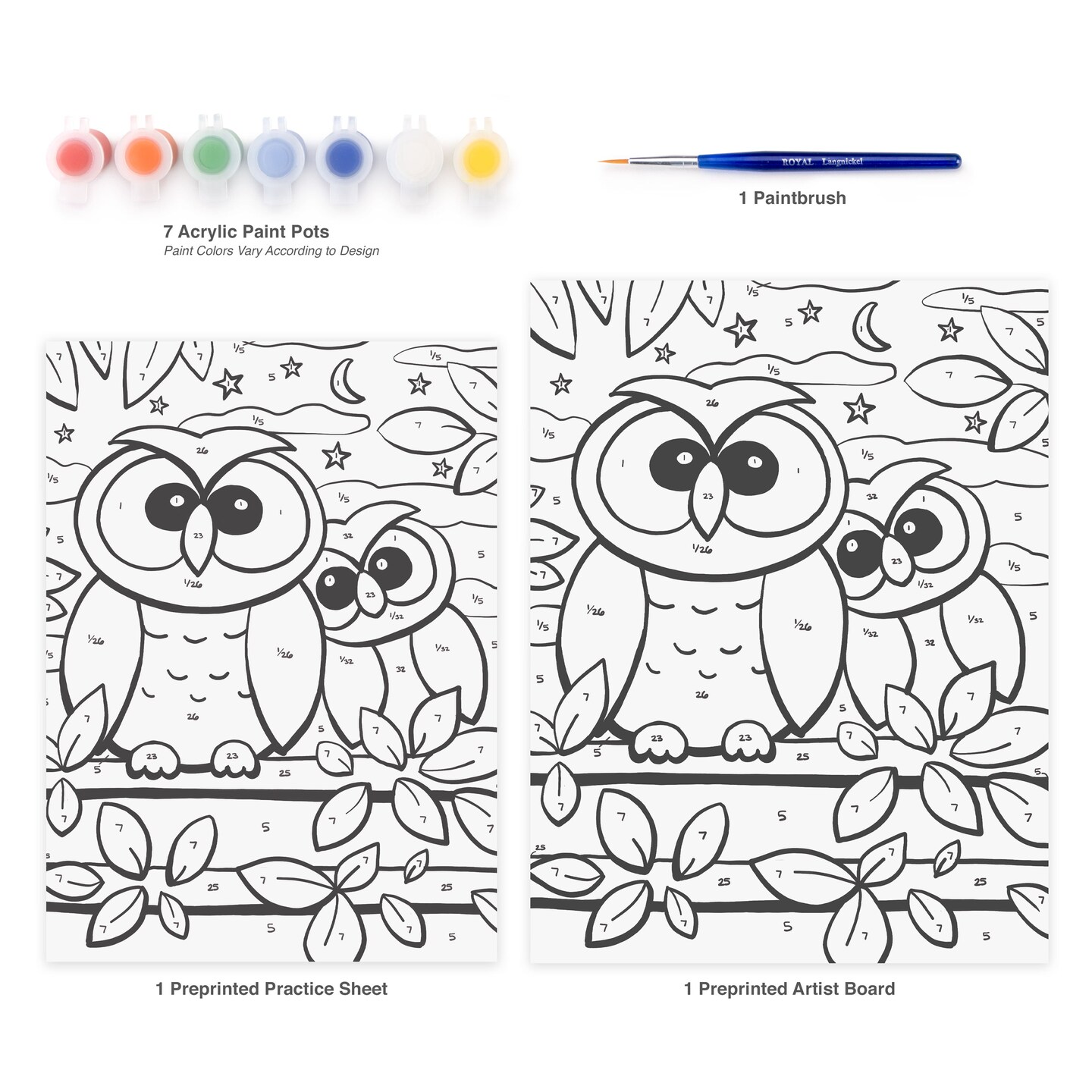 MFP20 | Painting by numbers&#x2122; Children&#x27;s 10pc 8.75&#x22; x 11.75&#x22; Owls Painting Project