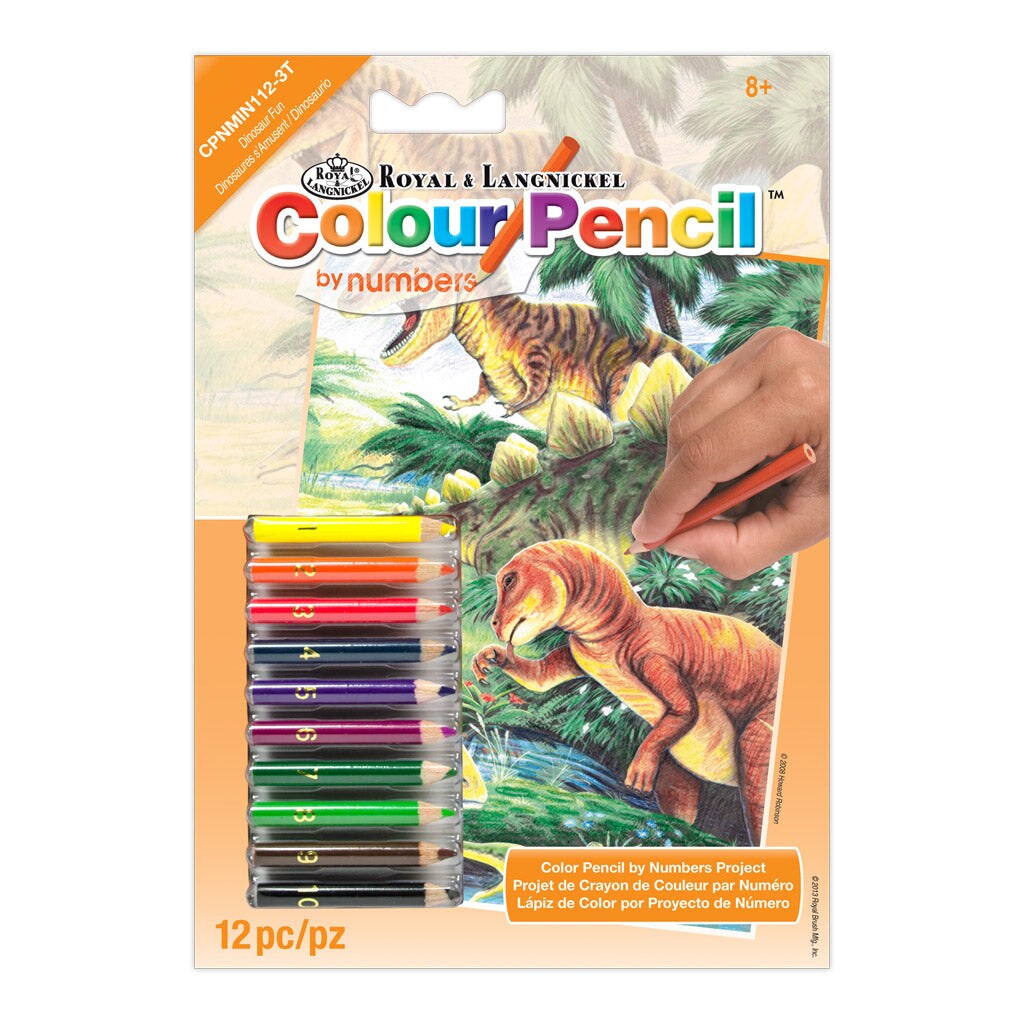 CPNMIN-112 | Colour Pencil by numbers&#x2122; 12pc 5&#x22; x 7&#x22; Dinosaurs Project
