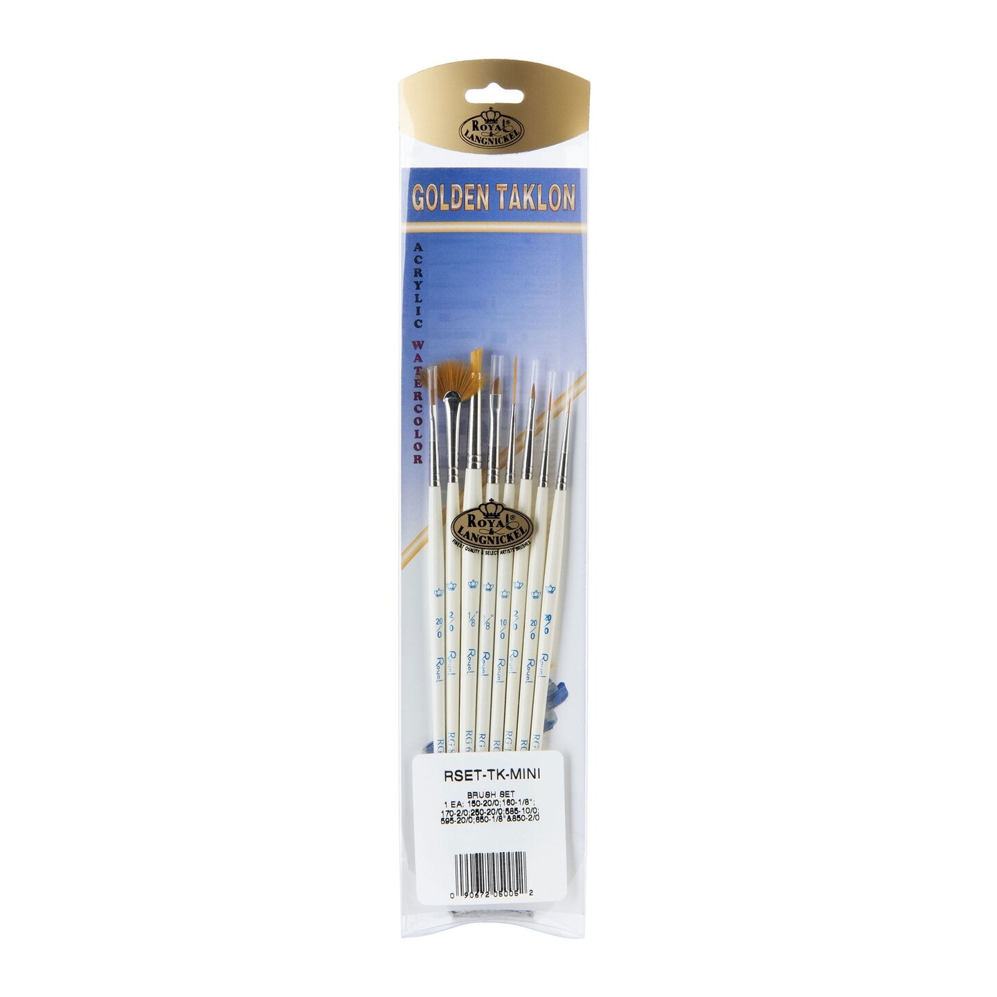 RSET-TK MINI | Royal Gold™ 8pc Golden Taklon Ultra-Short Handle Variety Brush Set