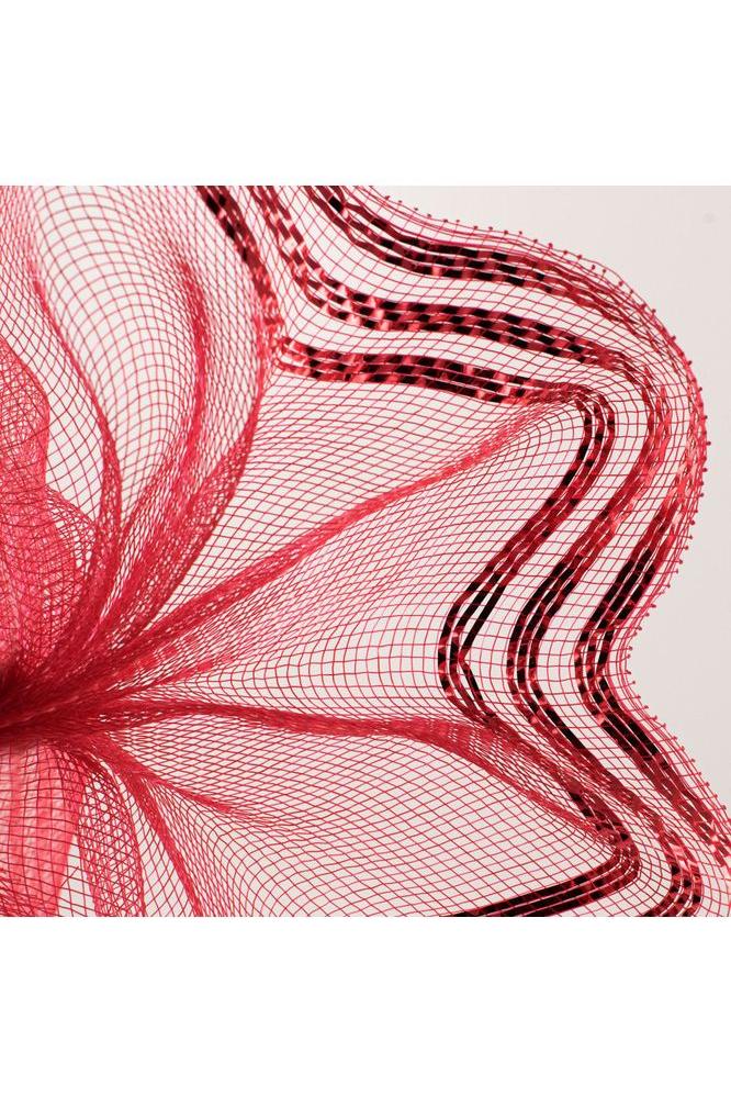 10&#x22; Border Stripe Metallic Mesh Ribbon: Red (10 Yards)