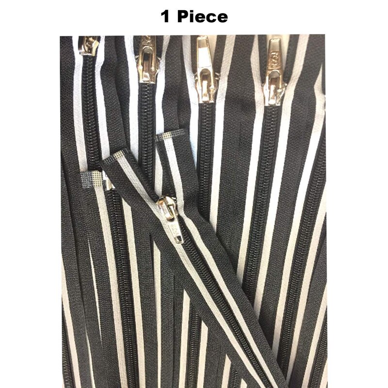 Striped 23.5 Inch Reflective Nylon Coil #5 Open, Separating Jacket Zipper