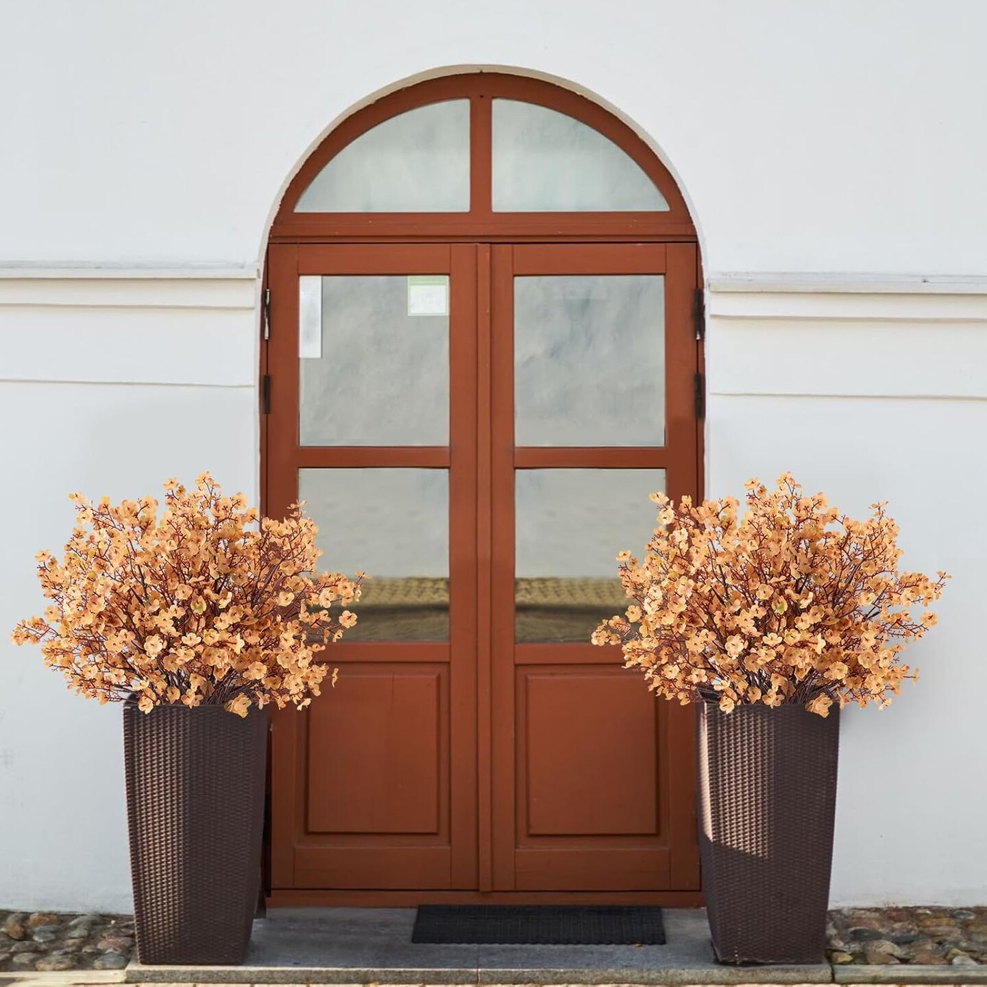 Babys Breath Artificial Flowers, 8 Bundles Real Touch Light Brown Fake Flowers Silk Flowers Bulk for Vase Home Office Wedding Spring Indoor Outdoor Centerpiece Table Decorations