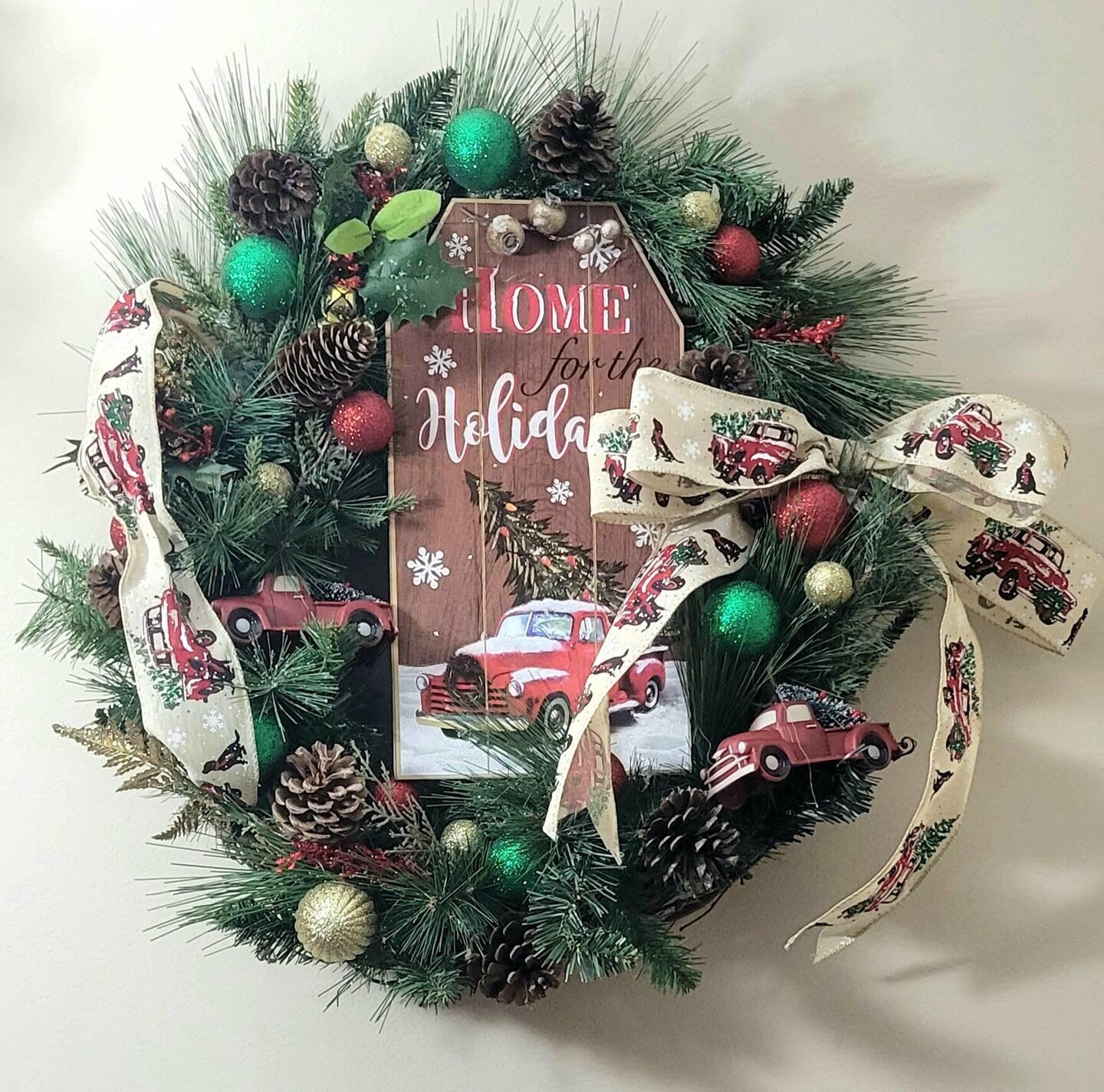 Personalized Red Truck Christmas Wreath, selling Christmas Wreath, Farmhouse Wreath