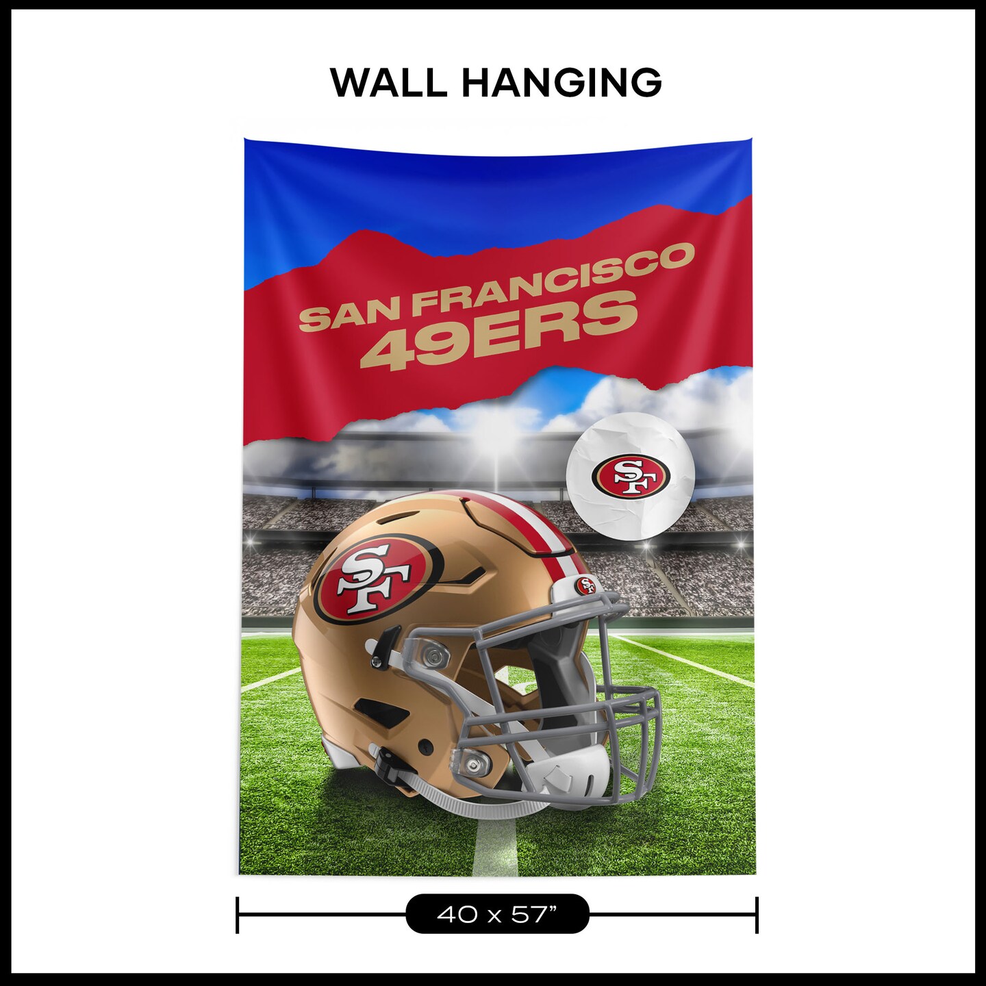 San Francisco 49ers NFL Midfield Wall Hanging Tapestry 40 x 57 inches