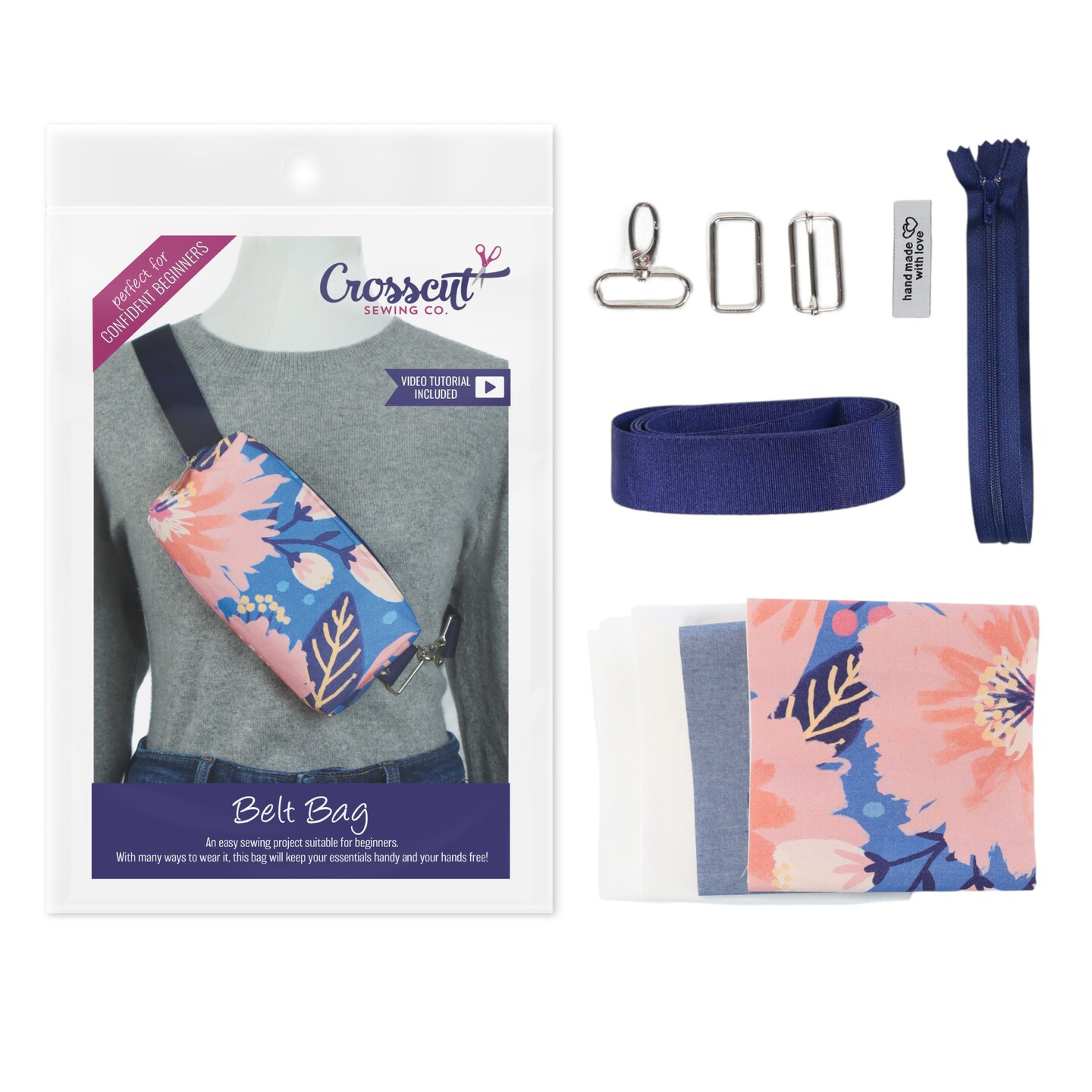 Crosscut Sewing Co.® Belt Bag Sewing Project Kit - Beginner Friendly DIY Sewing Kit