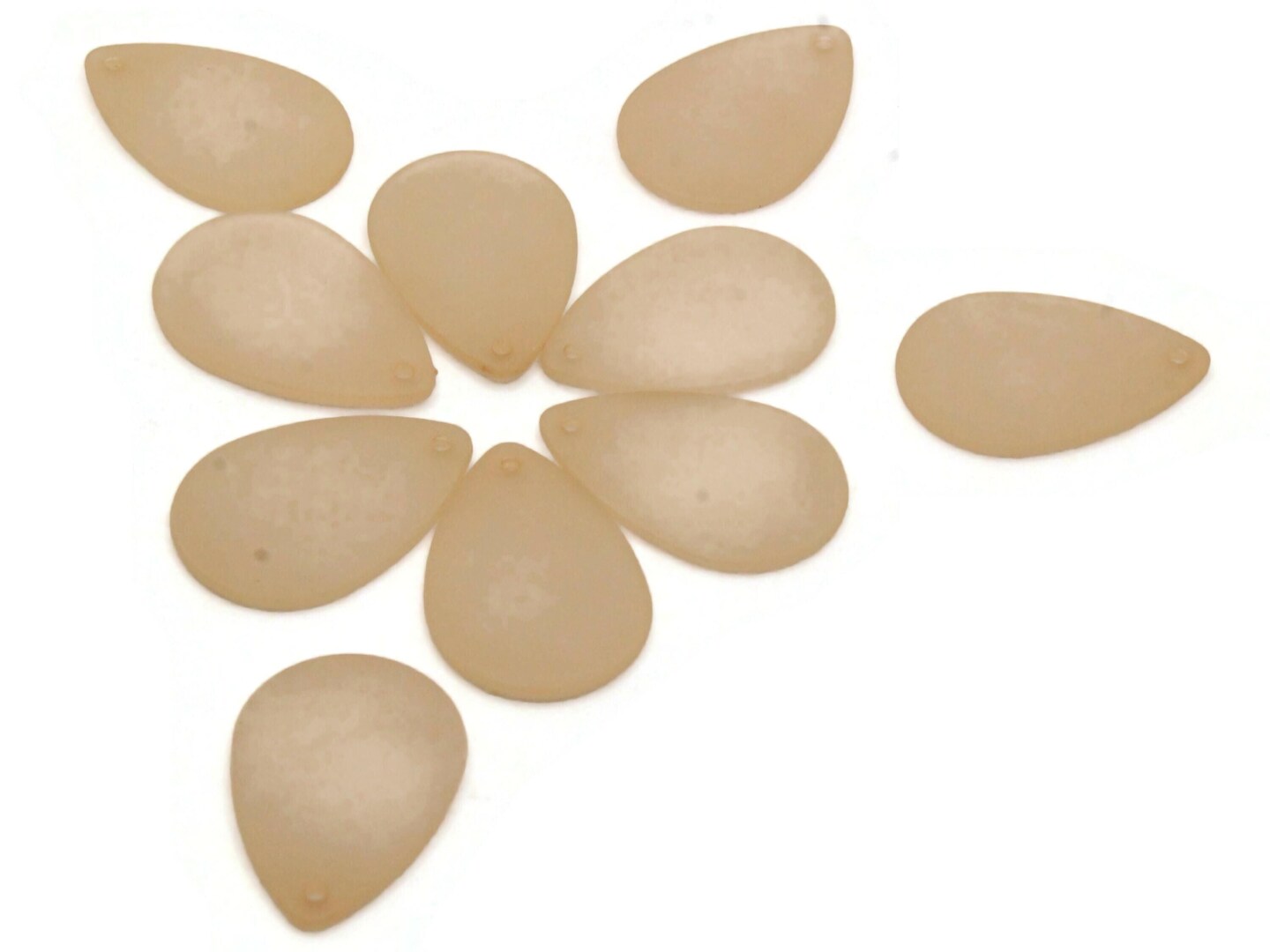 10 25mm Flat Teardrop Frosted Peach Pink Lucite Plastic Beads