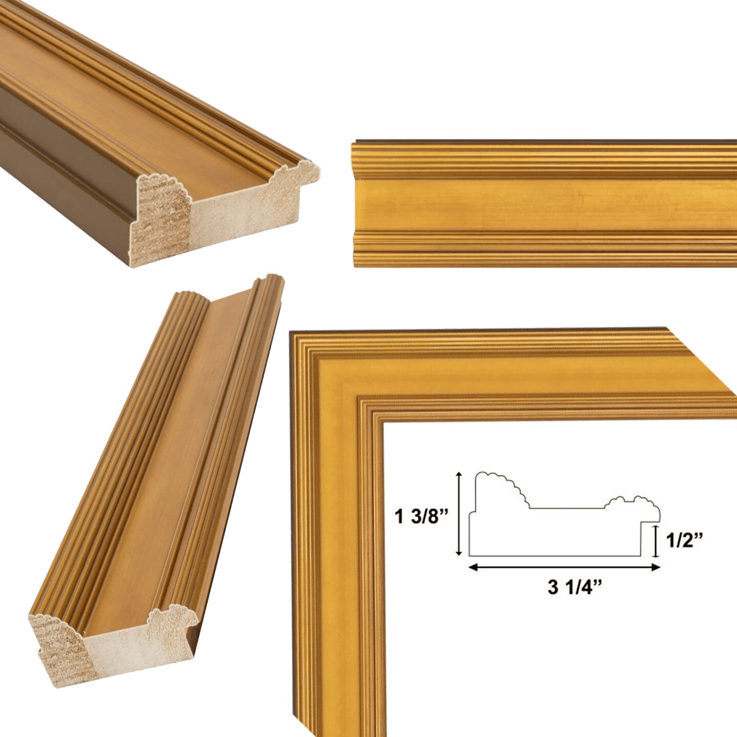 Wide Gold Flat Panel Picture Frame 13x19 frame