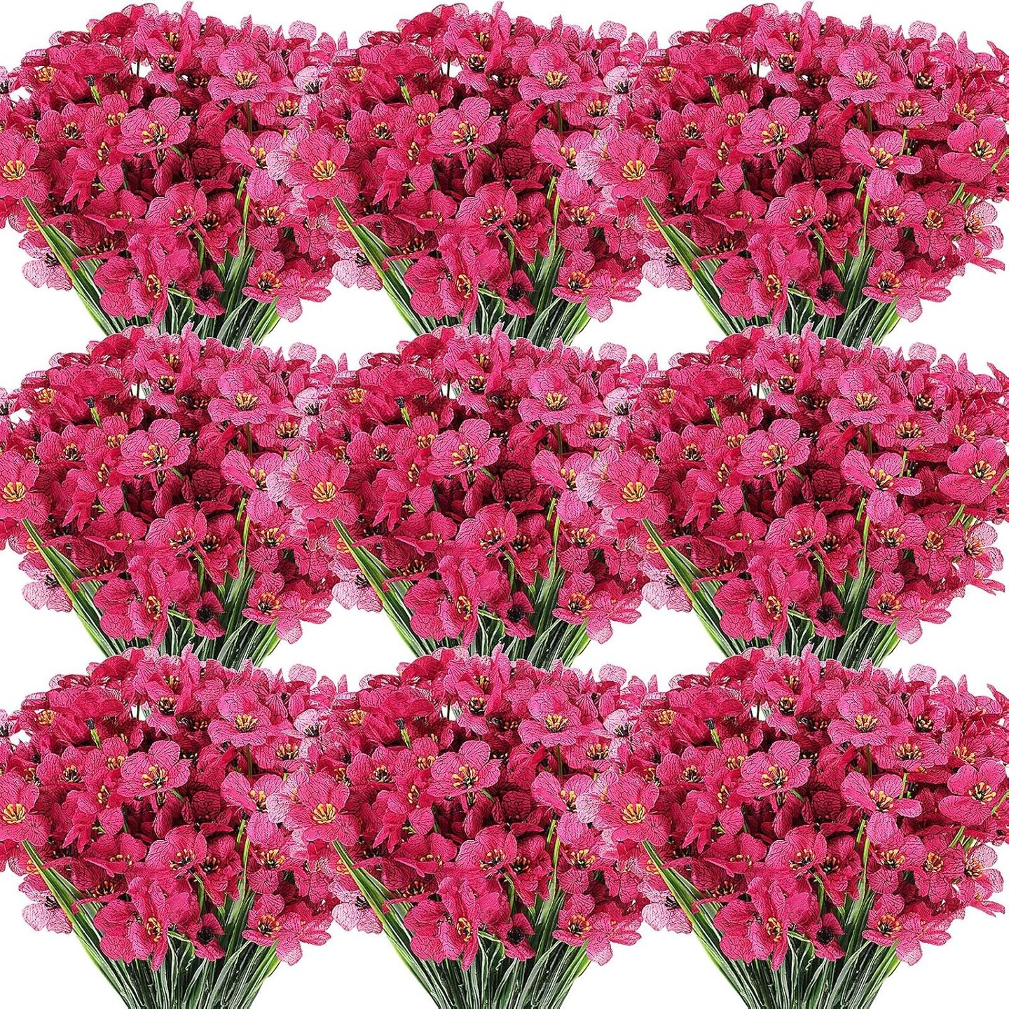 100 Bundles Violet Artificial Flowers, UV Resistant Faux Flowers Outdoor