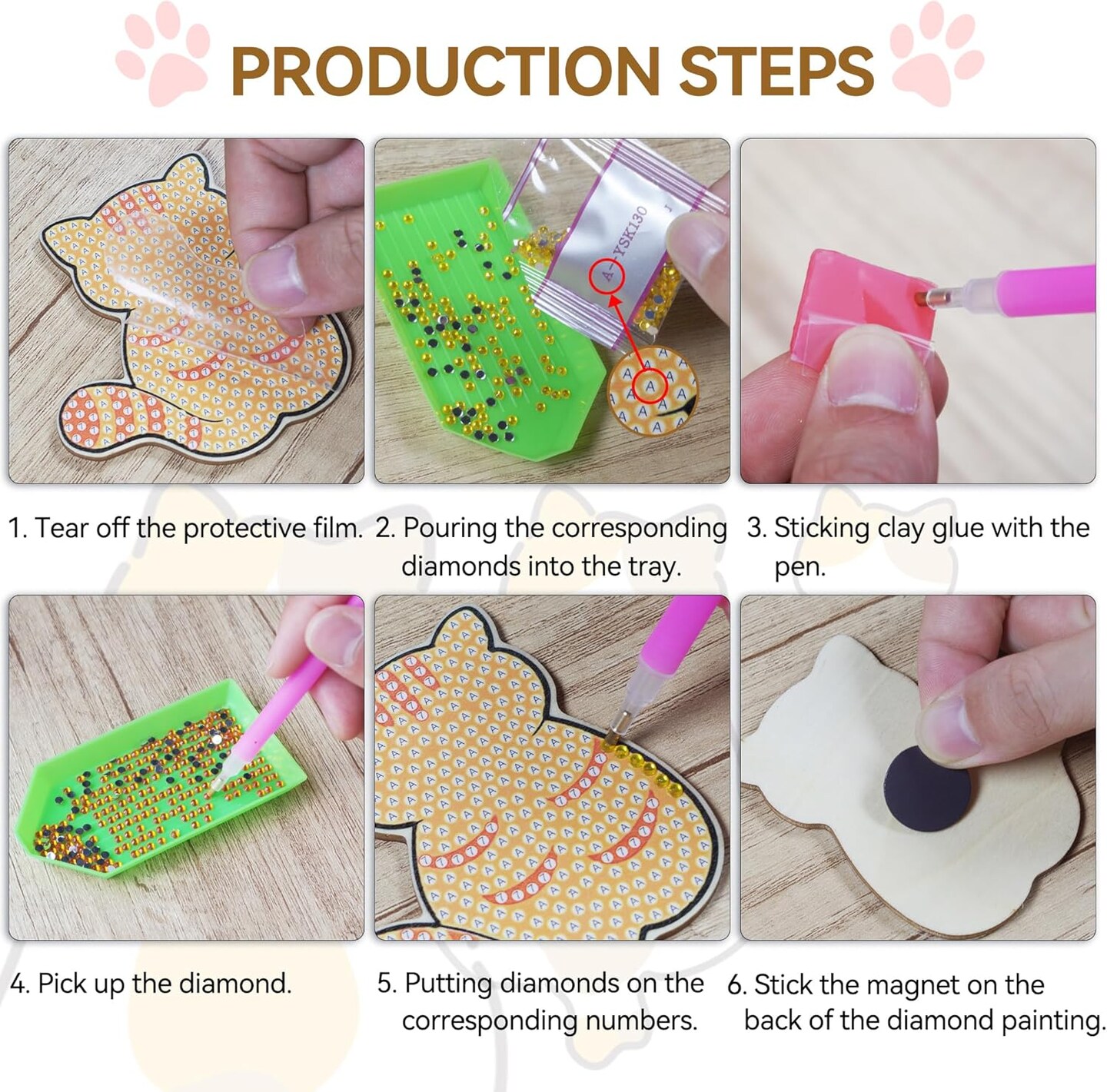 12PCS Diamond Art Kits – Cat Refrigerator Magnets for Adults & Home Decor