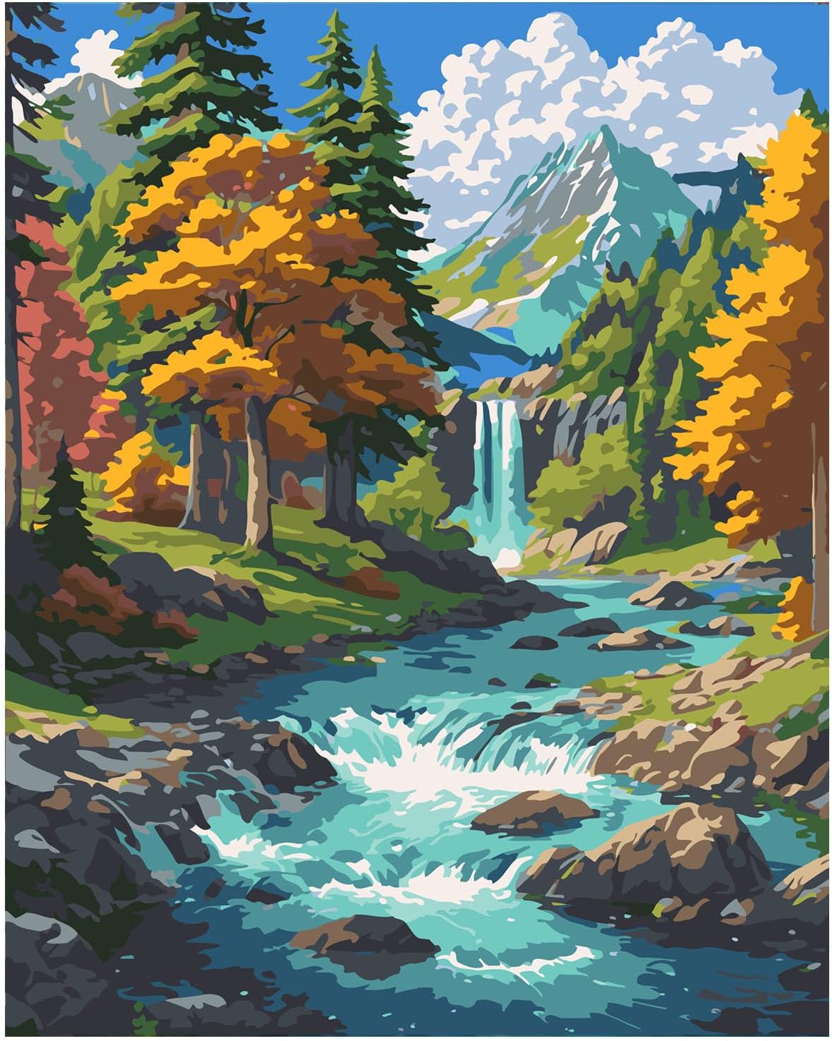 Mountain Stream Paint by Numbers Kit for Adults Mountains Canvas Painting Kit Beginner Landscape Oil Paint by Number Kits National Parks Kit for Adults Beginners 16x 20 in