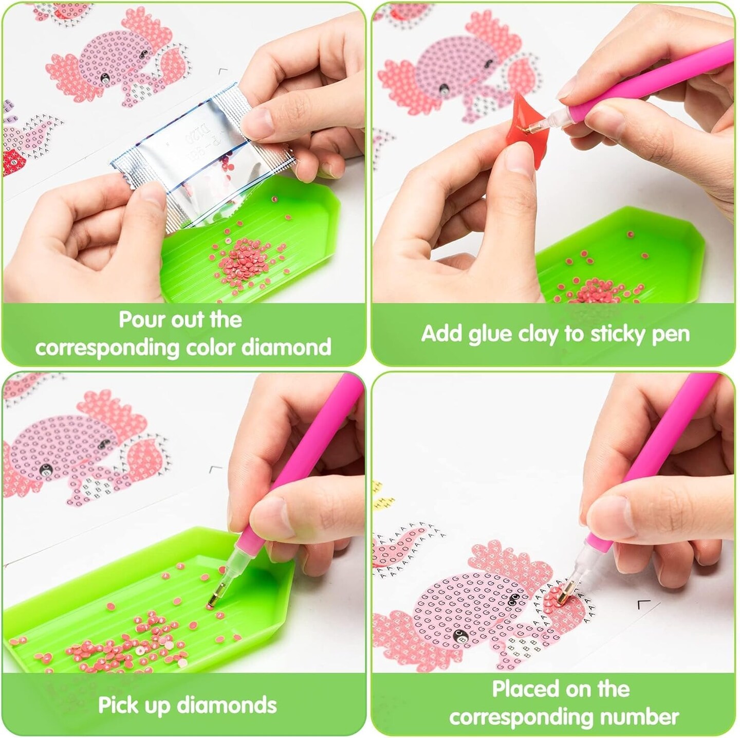 Diamond Art Kits - 12 Axolotl 5D DIY Creative Art Craft Mosaic Sticker for Kids&#x26;Adult Beginners Digital Diamond Art Parent Child Activity Kits Back to School Christmas Birthday Gifts