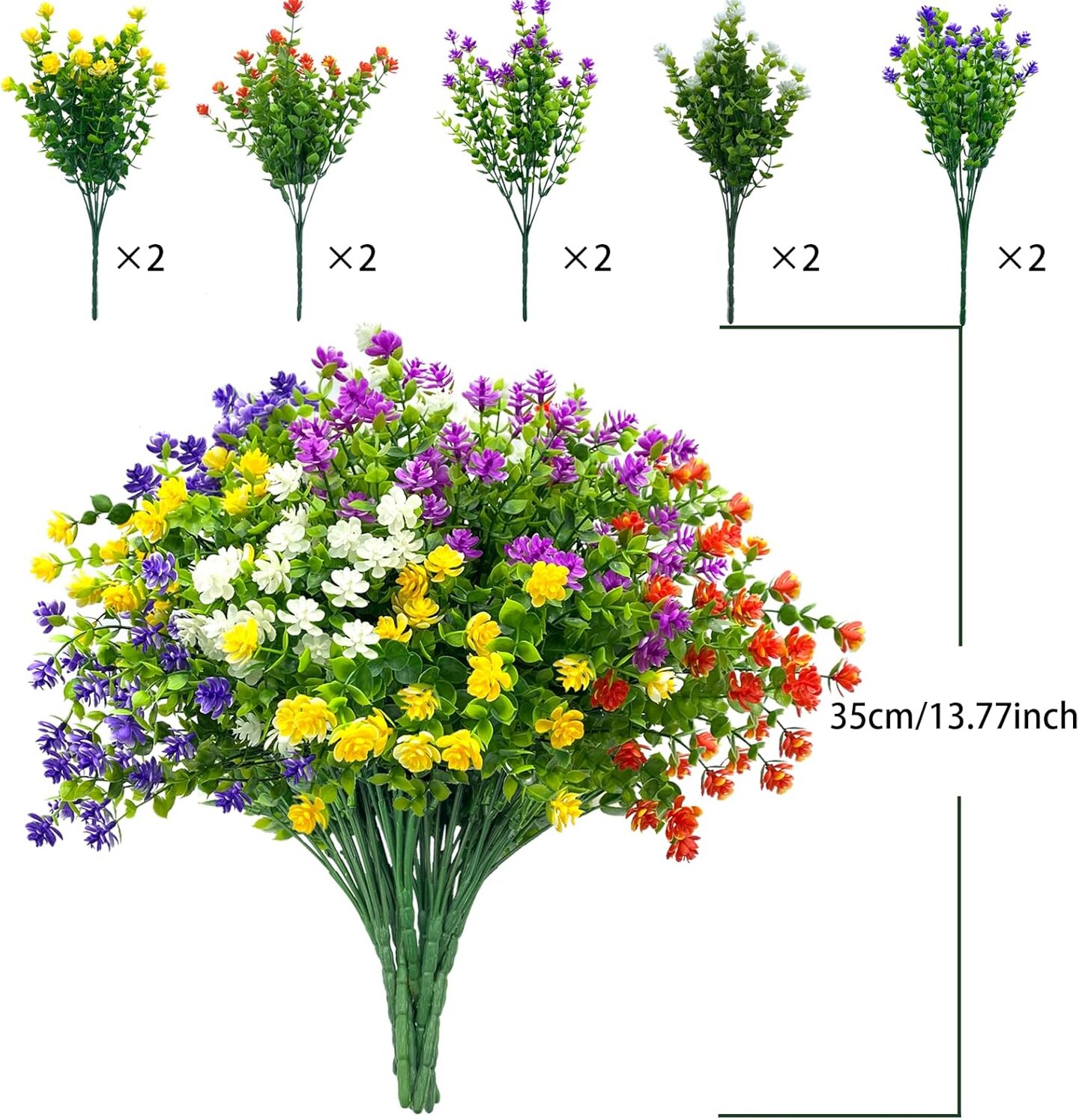 10 Bundles Realistic Spring Outdoor Fake Silk Flowers