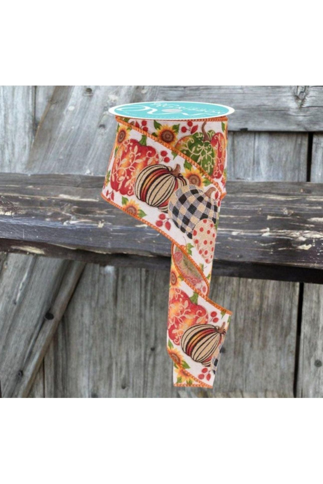 2.5&#x22; Fancy Pumpkin Ribbon: Cream (10 Yards)