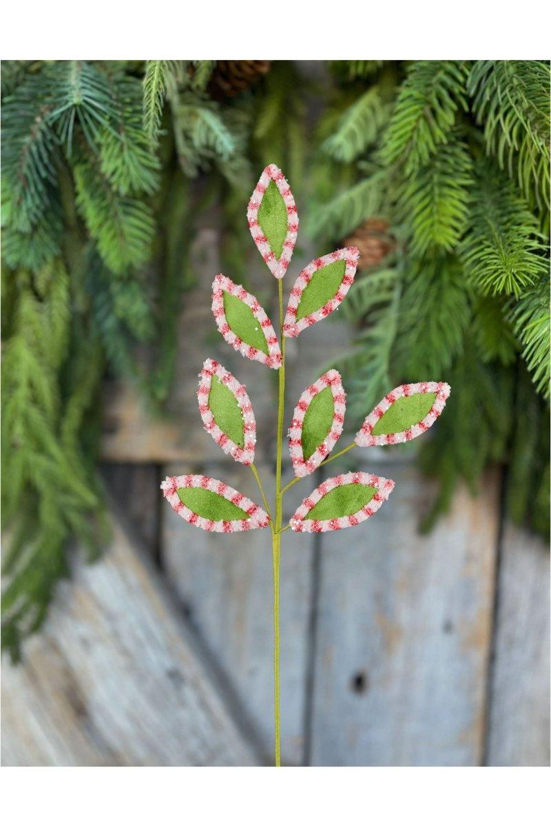 27&#x22; Velvet Fleece Leaf Spray: Red/Green