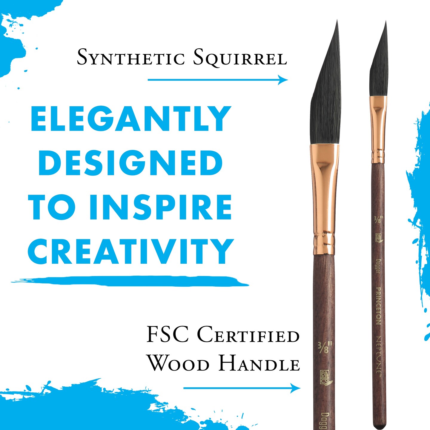 Princeton Series 4750 Neptune Synthetic Squirrel Brush-Short Handle Dagger 3/8"