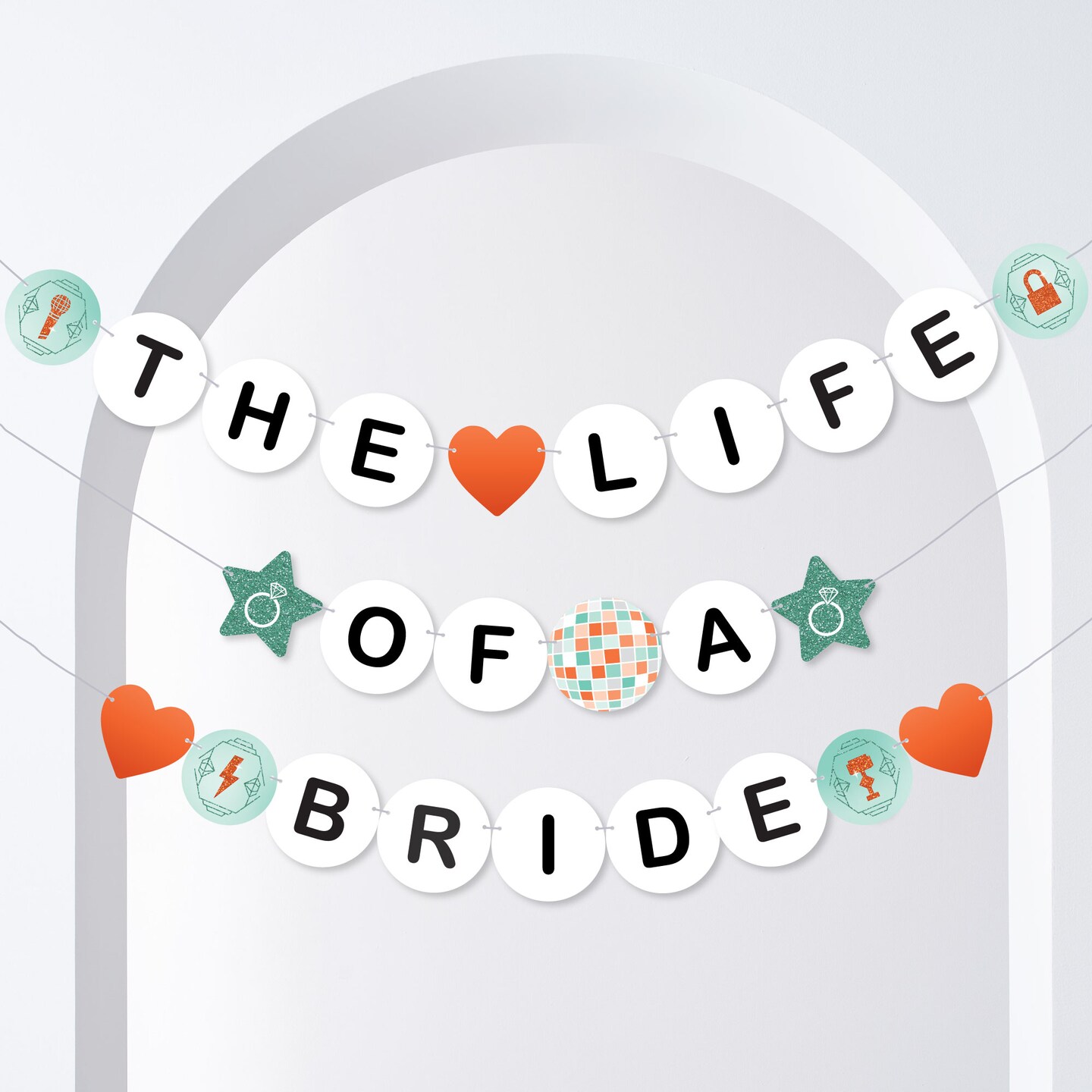 Big Dot of Happiness The Life of a Bride Banner, Orange & Green In My Showgirl Era, Bridal or Bachelorette, Large Friendship Bracelet Banners, 28 Pcs