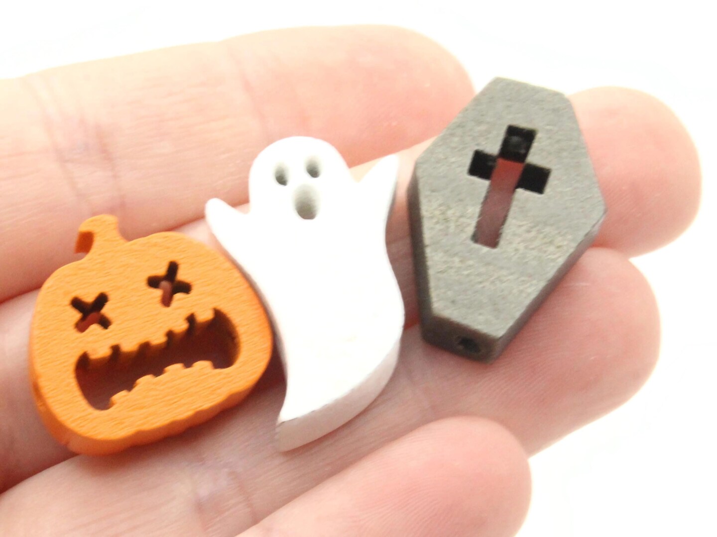 12 Mixed Spooky Halloween Beads to String Jack o lanterns, Ghosts and Graves