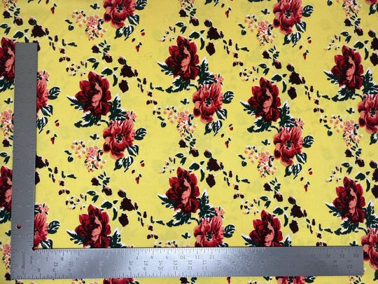 1 Yard Liverpool Knit Floral Print Fabric Crepe Texture for Elegant ...