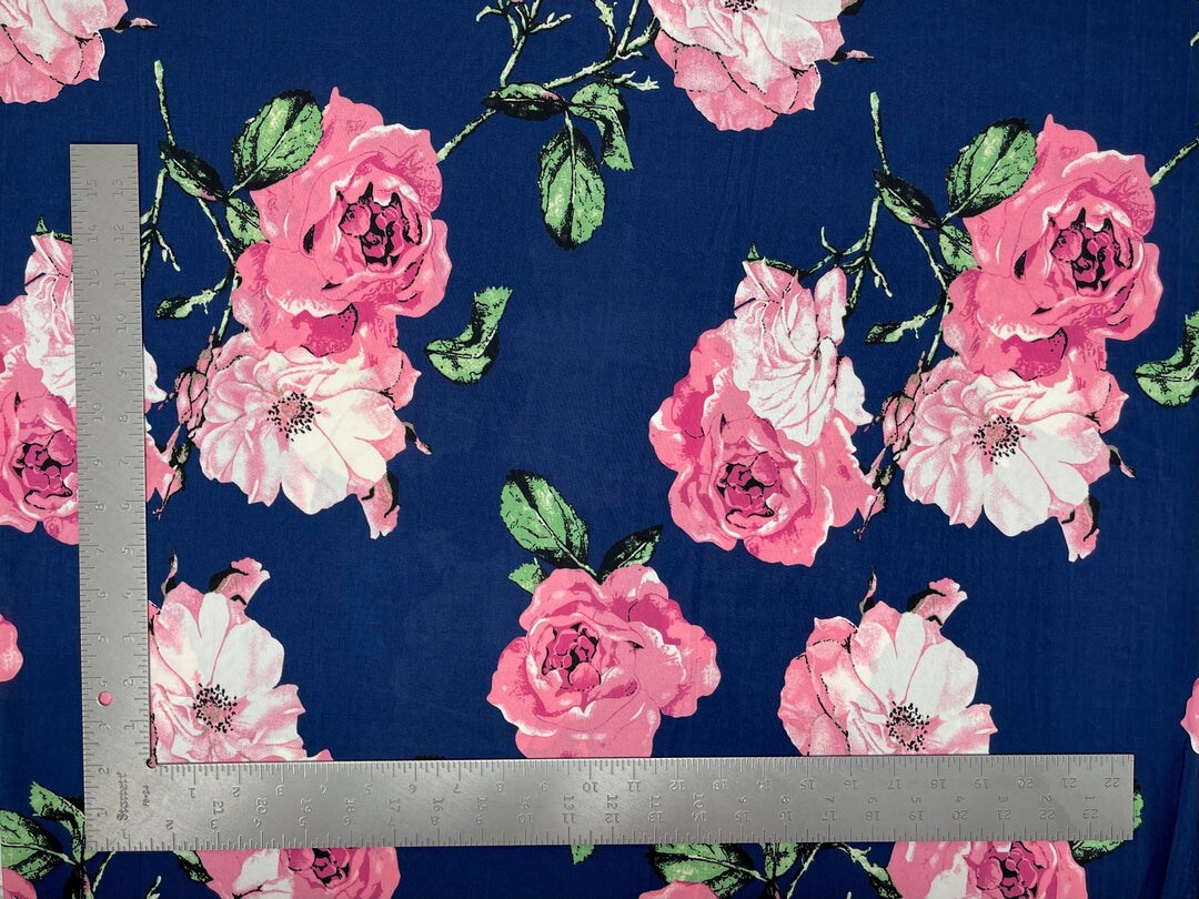 1 Yard ITY Knit Floral Print Fabric For Dresses and Apparel 58/60 Inches Width
