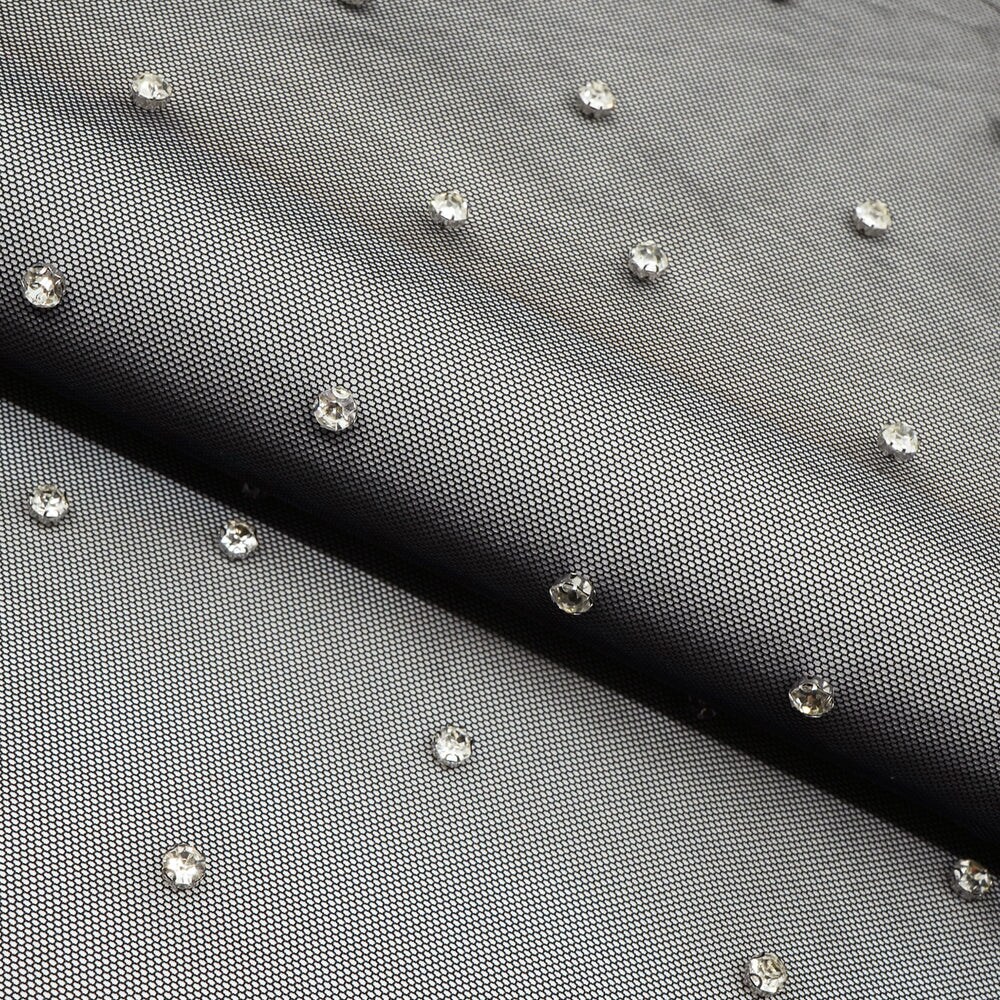 1 Yard 36" x 65/66" Stellar Rhinestone Stretch Mesh Fabric 170 GSM