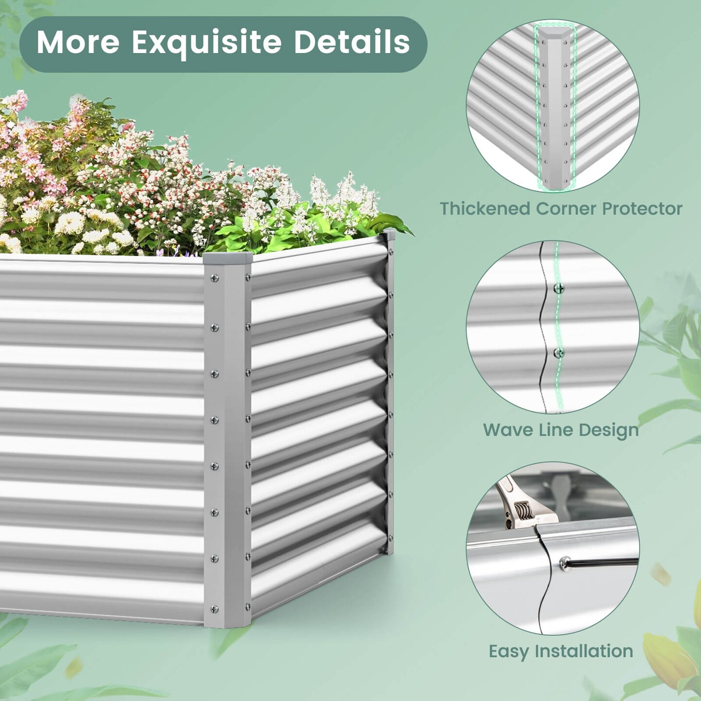 Costway Raised Garden Bed Large Metal Planter Box Kit for Vegetable Herb 6' x 3' x 2'