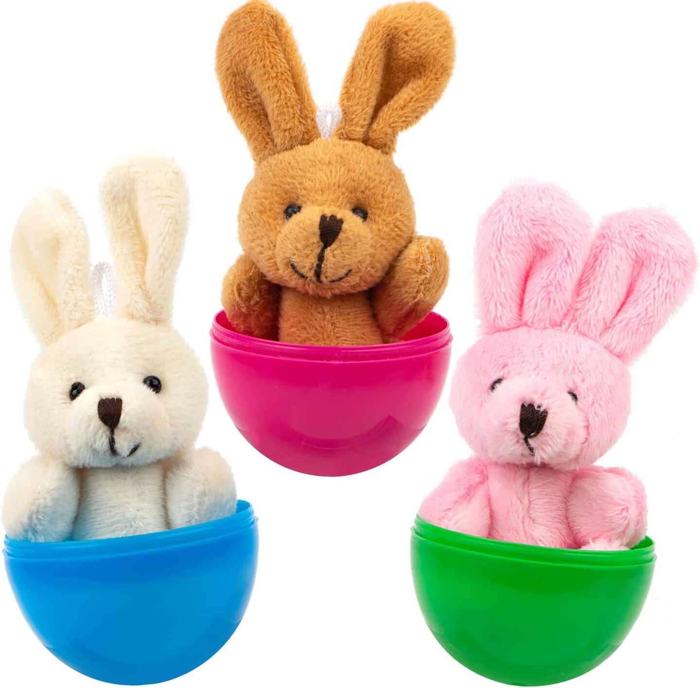 24 Pack Prefilled Easter Eggs with Stuffed Animals,3.15&#x22; Plastic Easter Eggs Filled with Bunny Toys,Perfect for Party Basket Stuffers Fillers
