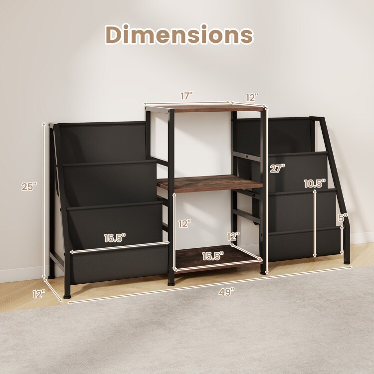 Wooden Record Player Stand with 3 Shelves, Turntable Display for up to 200 Albums, Compact Storage Solution