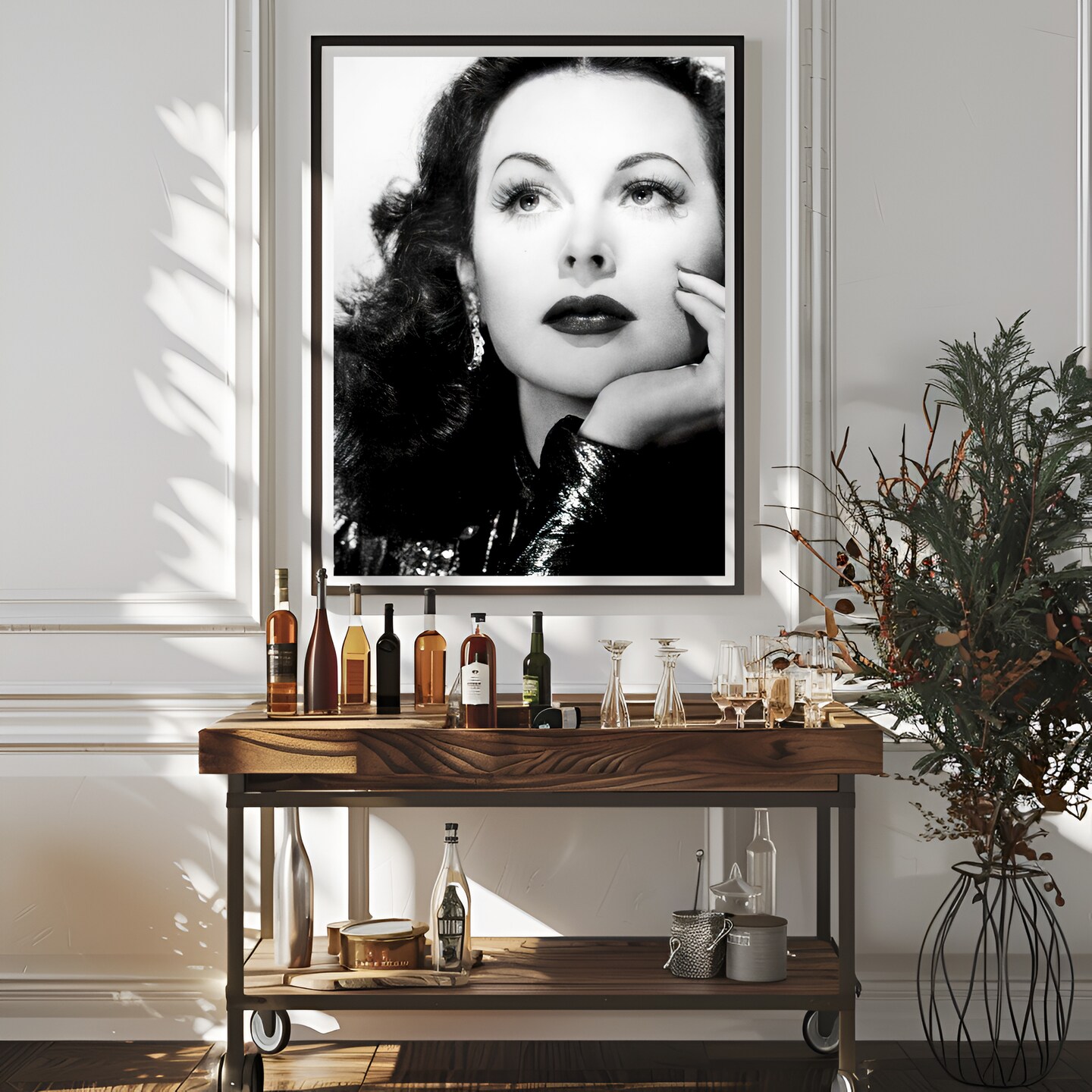 Hedy Lamarr c. 1940's studio portrait, black and white, multiple