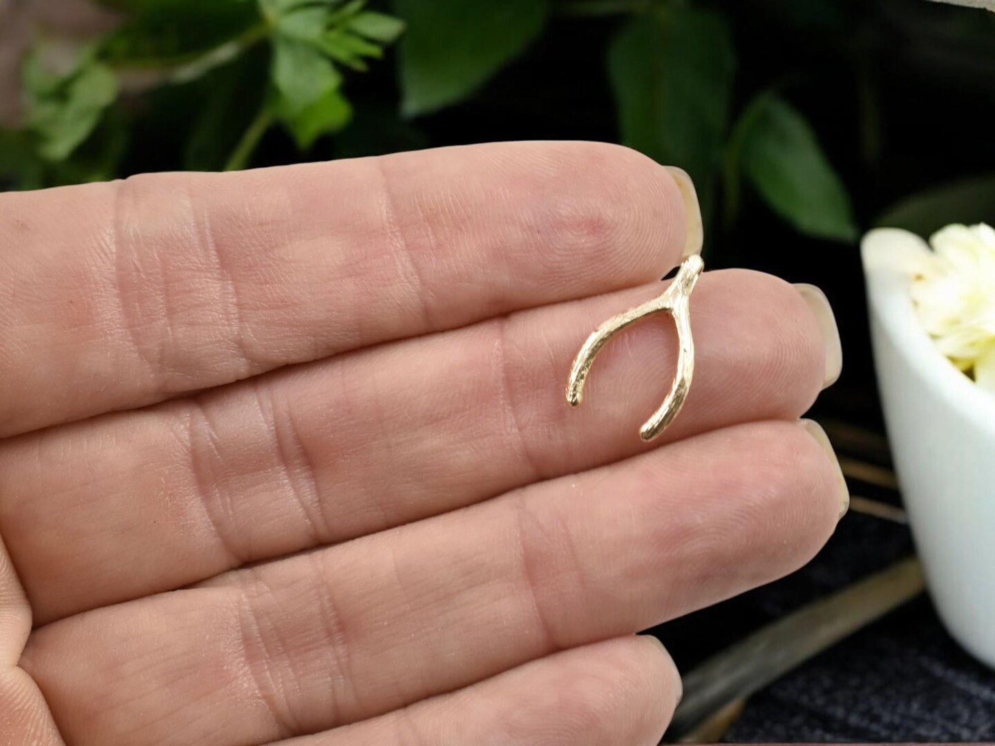 *5* 17x9mm 18k Gold Plated Brass Wishbone Charms