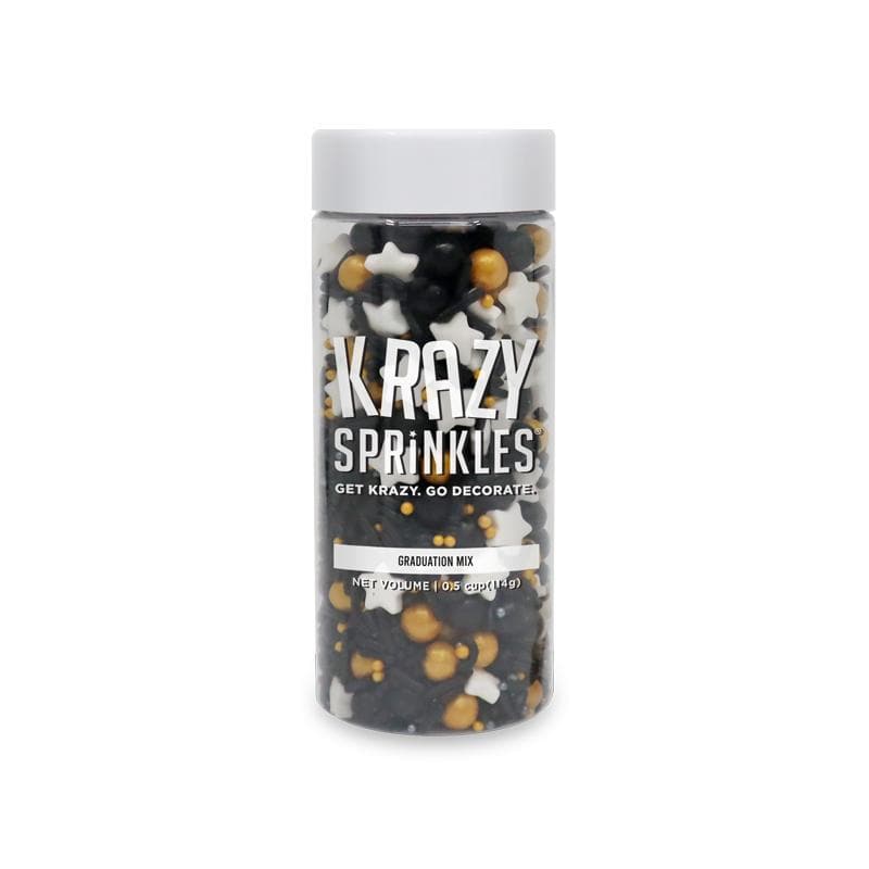 Krazy Sprinkles - Graduation Sprinkles Mix (1/2 Cup, 1x Jar) for Cakes, Ice Cream &#x26; Cookies