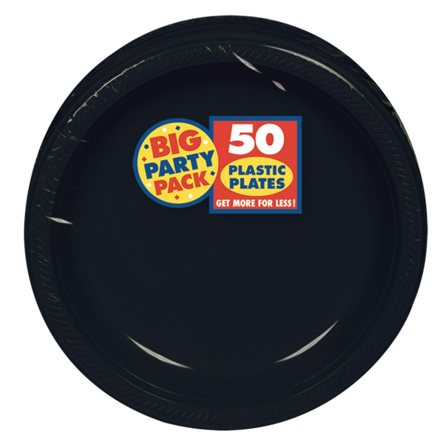 Vibrant Solid Color 7&#x22; Round Plastic Plates - 50ct