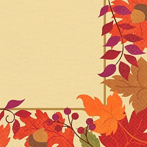 Festive Fall Design Dinner Paper Napkins - 8&#x22; x 8&#x22; - 16ct