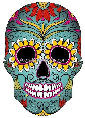 6&#x22; Round ~ Sugar Skull Colorful Birthday ~ Edible Cake/Cupcake Topper!!!