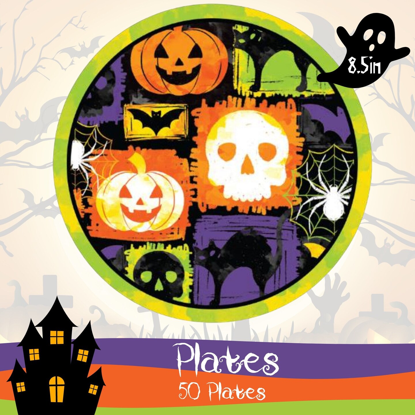 Jeepers Creepers Halloween Party Supplies Tableware Bundle w/ Halloween Plates &#x26; Halloween Napkins - Serves 50