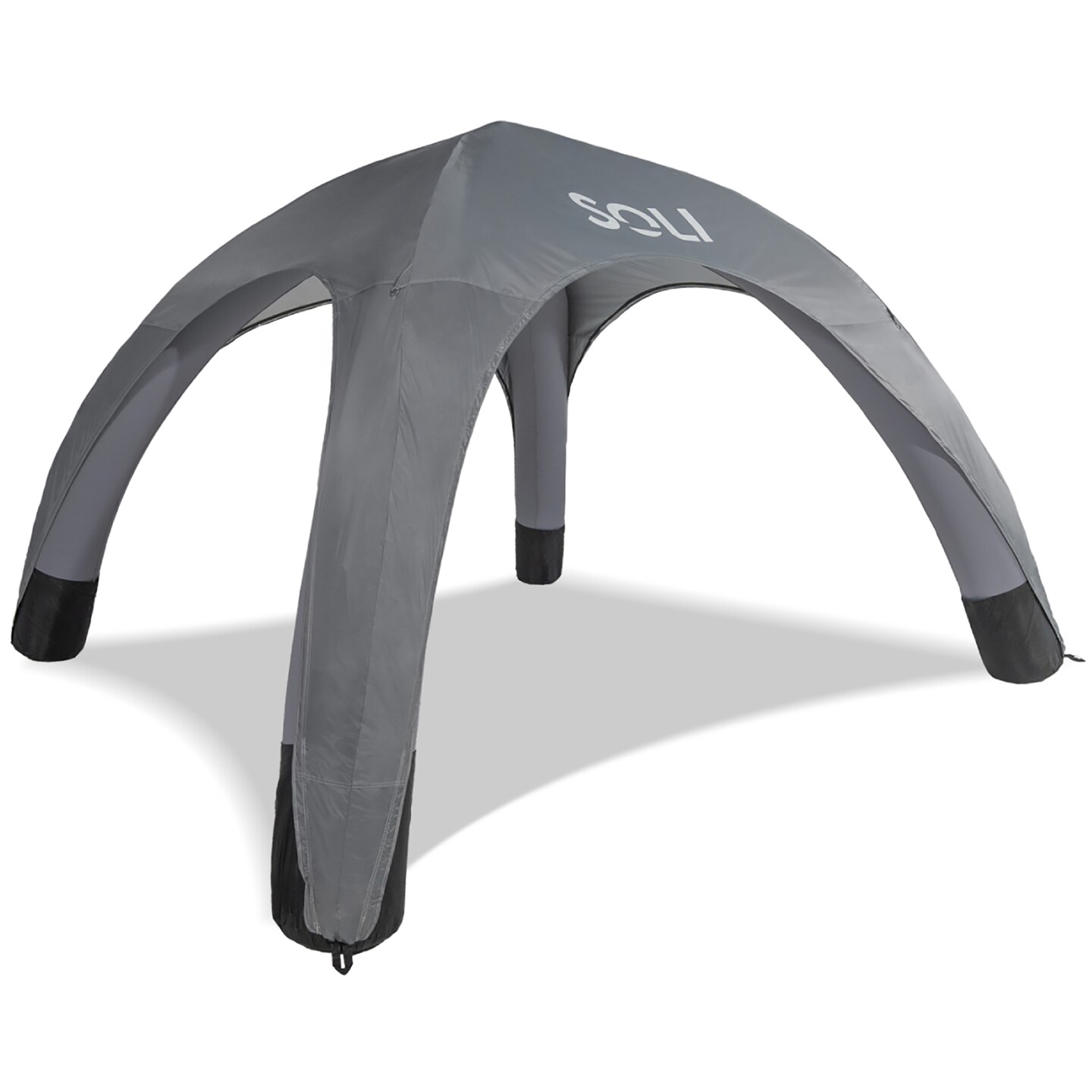 SOLI: Air Canopy 10&#x27; - Cool Grey - Outdoor &#x26; Beach Self-Inflating Sun Tent, Shade Wall, UPF 50+, Pump-Stakes-Ropes, Lightweight &#x26; Portable, Backpack