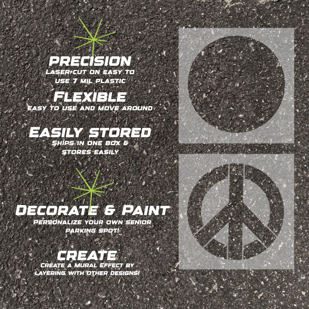 Peace Sign Parking Space Stencils | High School Senior Parking Spot | Reusable | Stencil Ease |