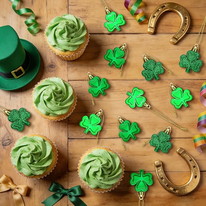 36Pcs St Patricks Day Decorations St Patricks Day Decor Shamrock Ornaments Hanging Tree Decorations Spring Lucky Irish Day Home Table Tree Party