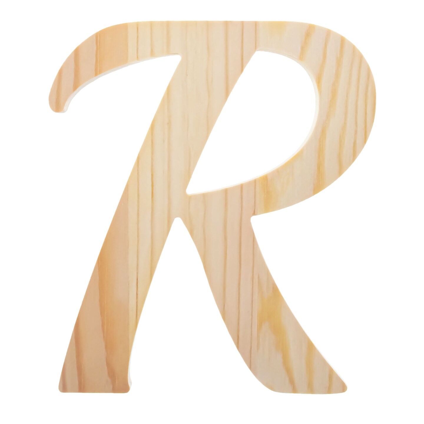 Unfinished Wooden Playball Italic Letter R (6.25 Inches)