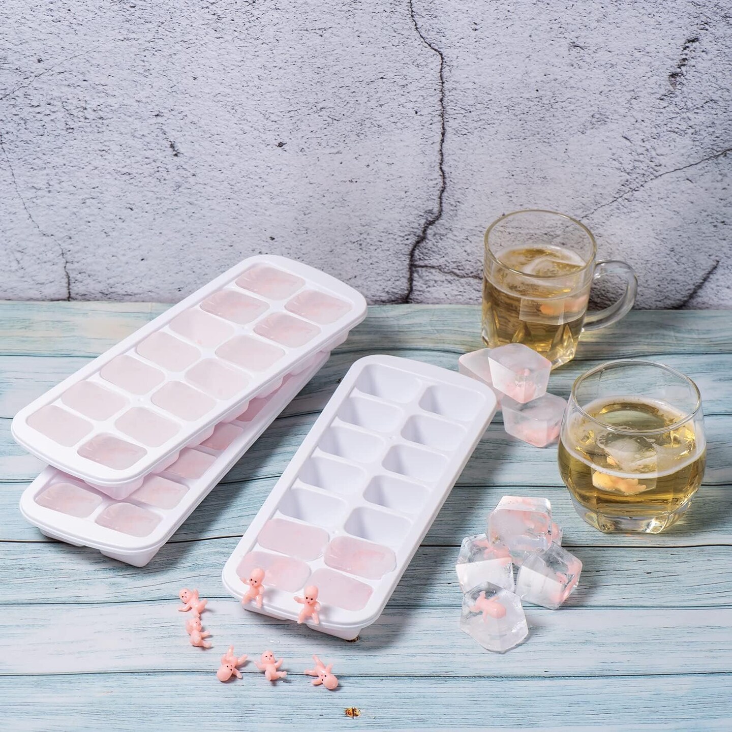 My Water Broke Baby Shower Game with 80 Mini Plastic Babies, 3 Ice Cube Trays and 1 Sign