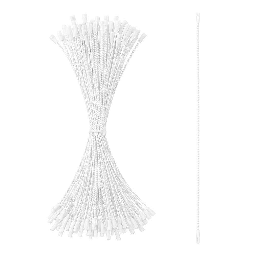 Set of 100 White Christmas Ornaments Cords Strings Hangers 7.9 Inches
