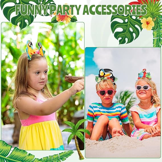 16 Pcs Hawaiian Headbands Bulk Felt Parrot Head Boppers Luau Headdress