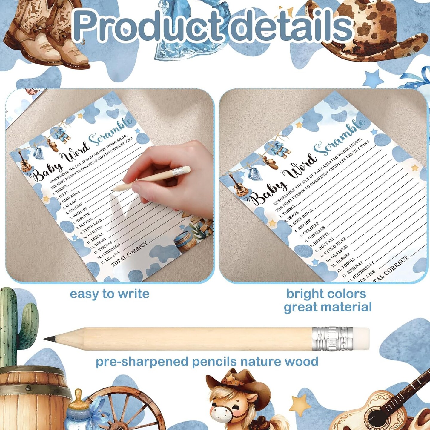 145 Pieces Baby Shower Games Supplies 5 Sets Baby Shower Games Activities Cards