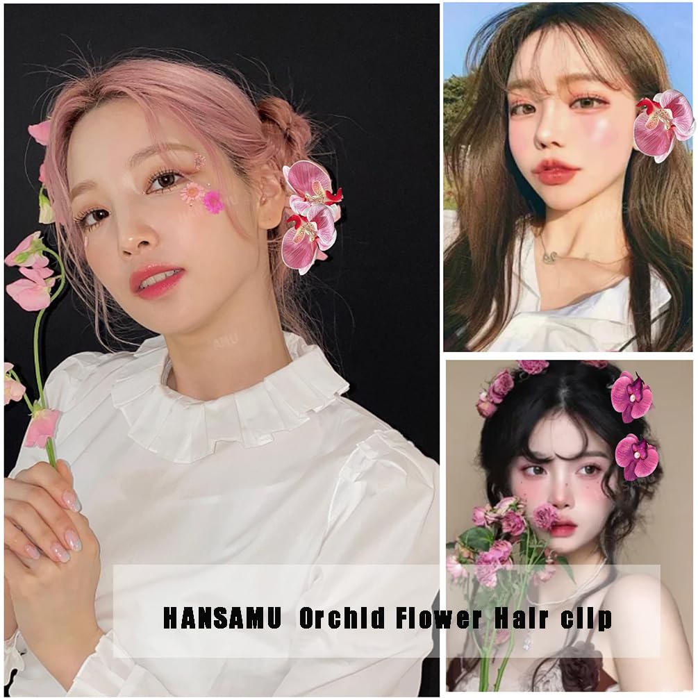 12 Pieces Flower Hair Clips Bohemian Butterfly Orchid Hair Barrettes(Multicolor)