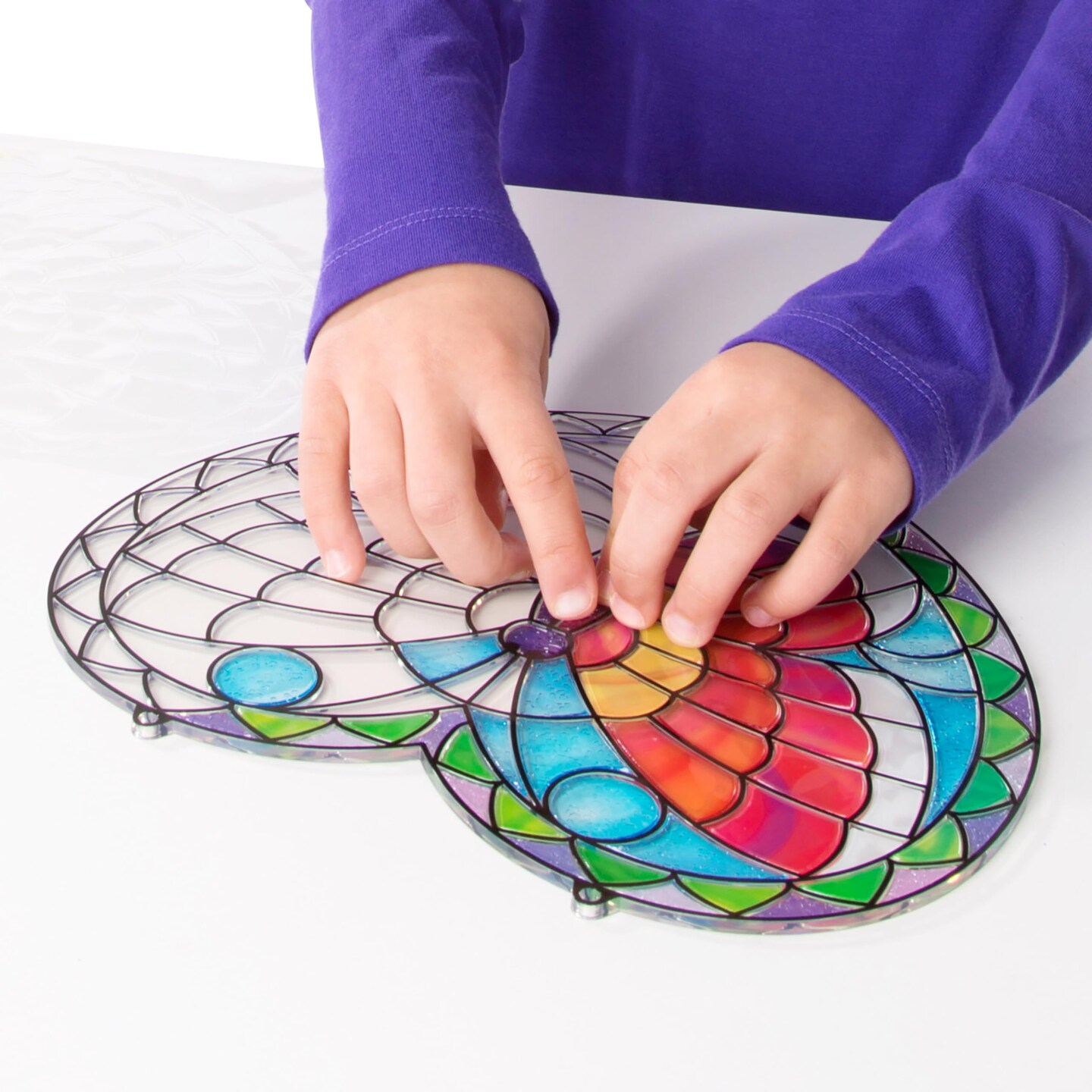 Stained Glass Made Easy Activity Kit: Butterfly - 140+ Stickers Kids Sticker Stained Glass Craft Kit; Sun Catchers for Kids Ages 5+