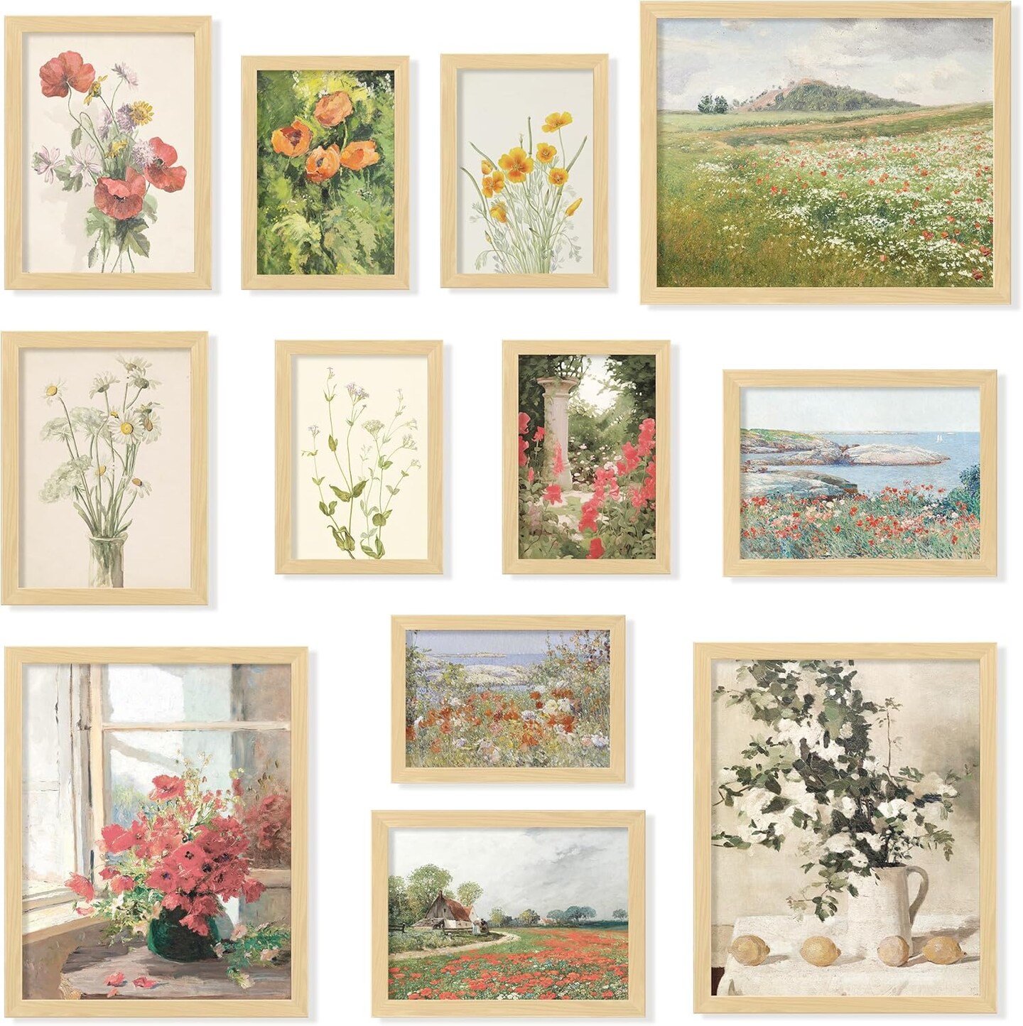 Floral Wall Art - Vintage Floral Prints for Wall Decor, Flower Poster for Room Aesthetic Vintage Prints, French Garden Painting Spring Landscape Botanical Art Wildflower Decor (8x10 Unframed)
